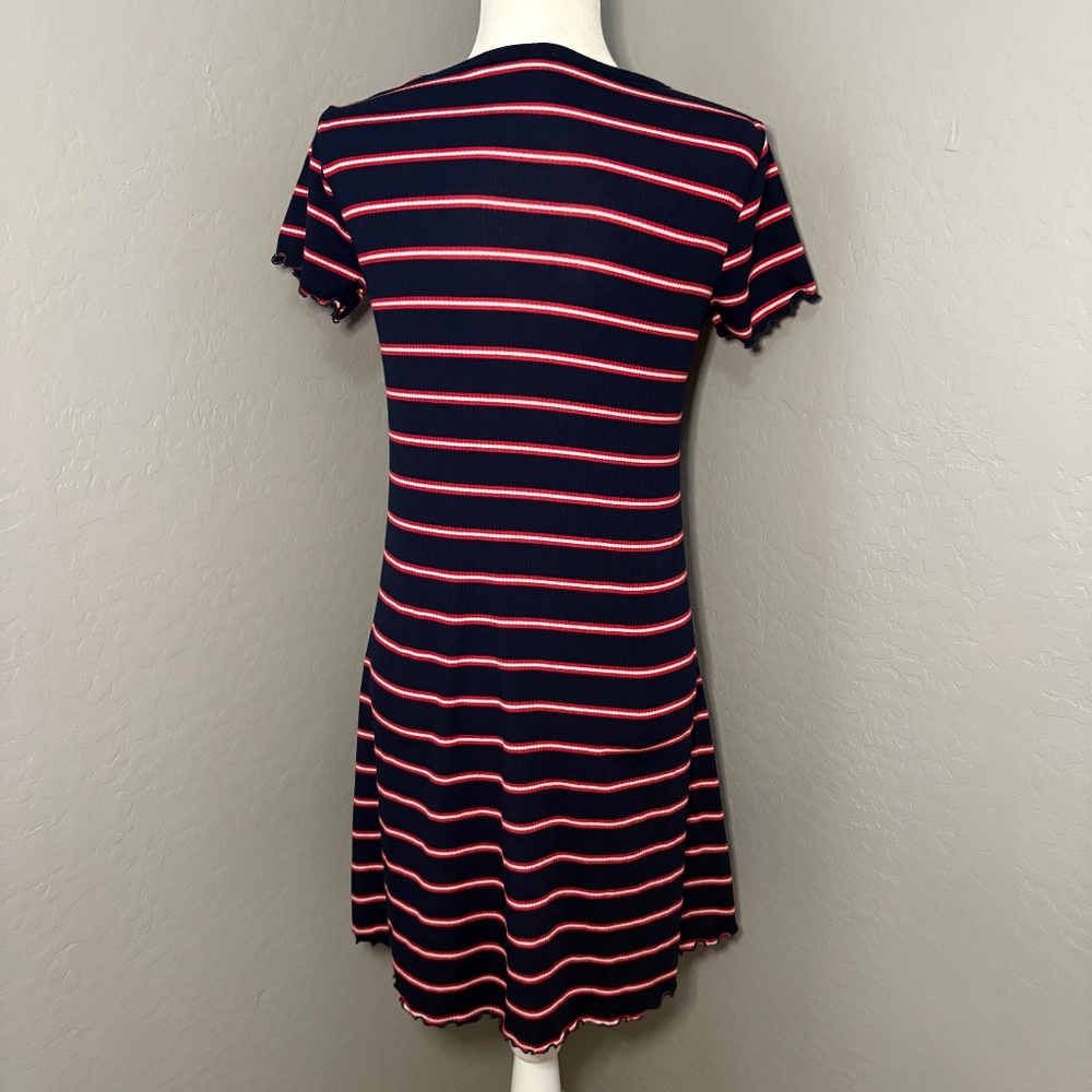 Mossimo Ribbed Red White Blue Striped T-Shirt‎ Dress Size Medium - Picture 2 of 7